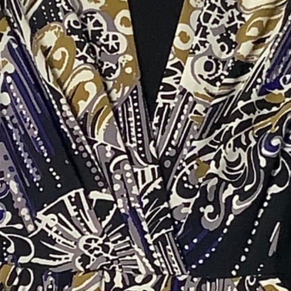 BCBGMAXAZRIA Dress Women Small Celestial Paisley Deep V-Neck Pockets NO BELT - Picture 4 of 10